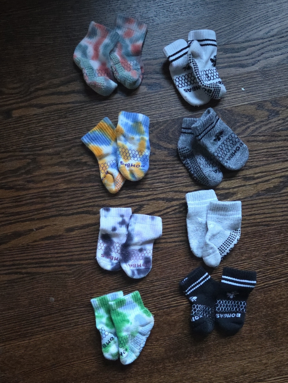 Toddler Bombas Non-Slip Crew Socks - Multicolor Tie-Dye and Neutral Pack